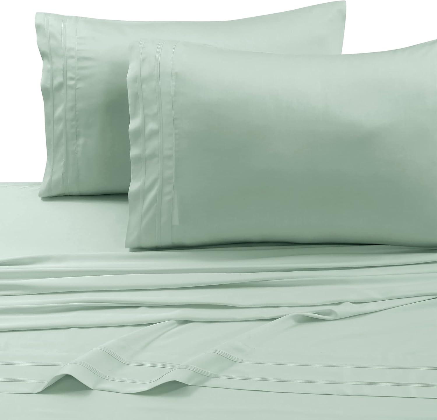 Rayon from Bamboo Solid Pillowcase Pair (King) Sage 300 Thread Count - Tribeca Living