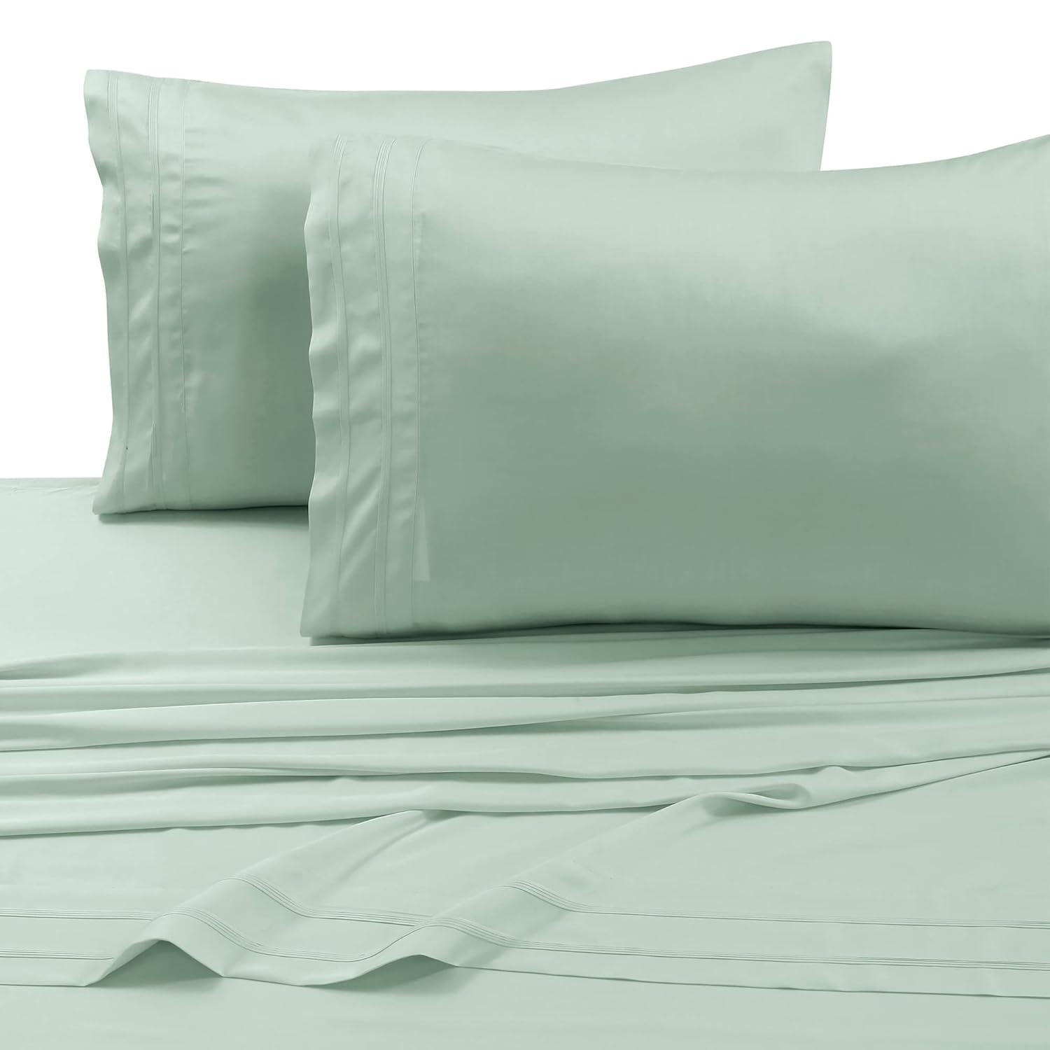 Rayon from Bamboo Solid Pillowcase Pair (King) Sage 300 Thread Count - Tribeca Living