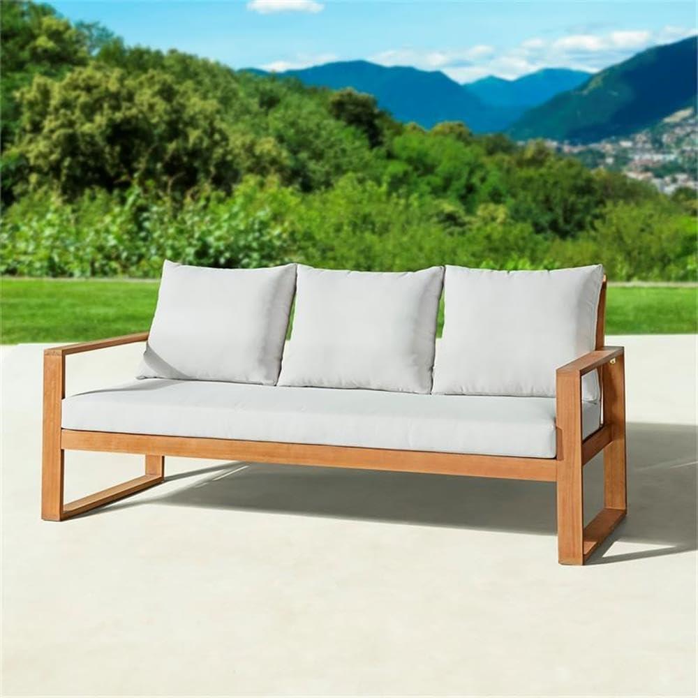 Alaterre Furniture Grafton Eucalyptus 3-Seat Outdoor Bench, Natural