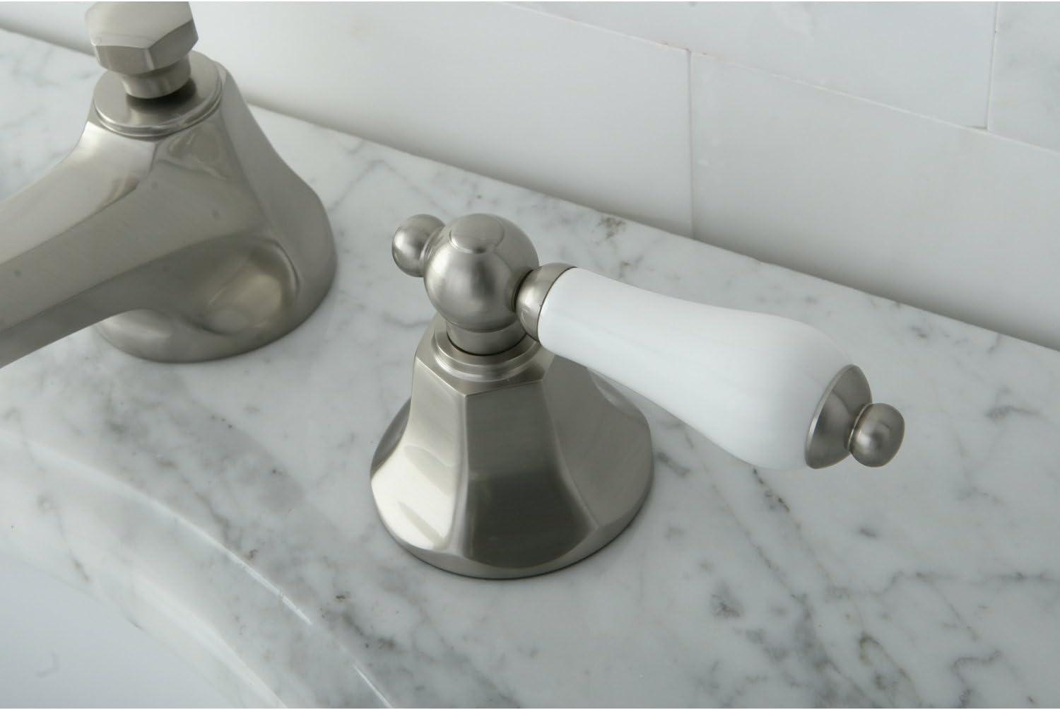 Elegant Traditional Brushed Nickel Widespread Bathroom Faucet with Dual Lever Handles