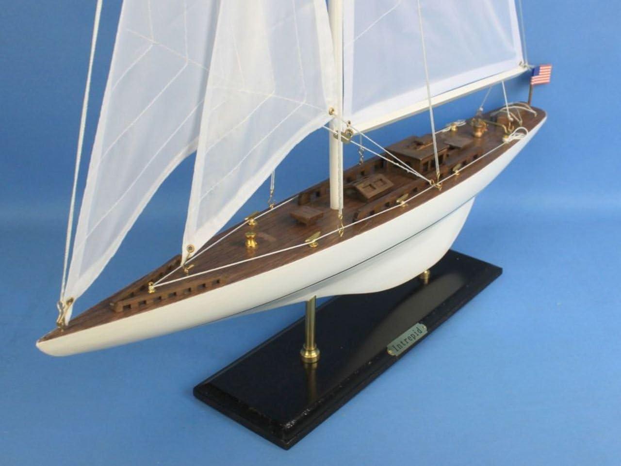 Wooden Intrepid Model Sailboat Decoration - 35 in.