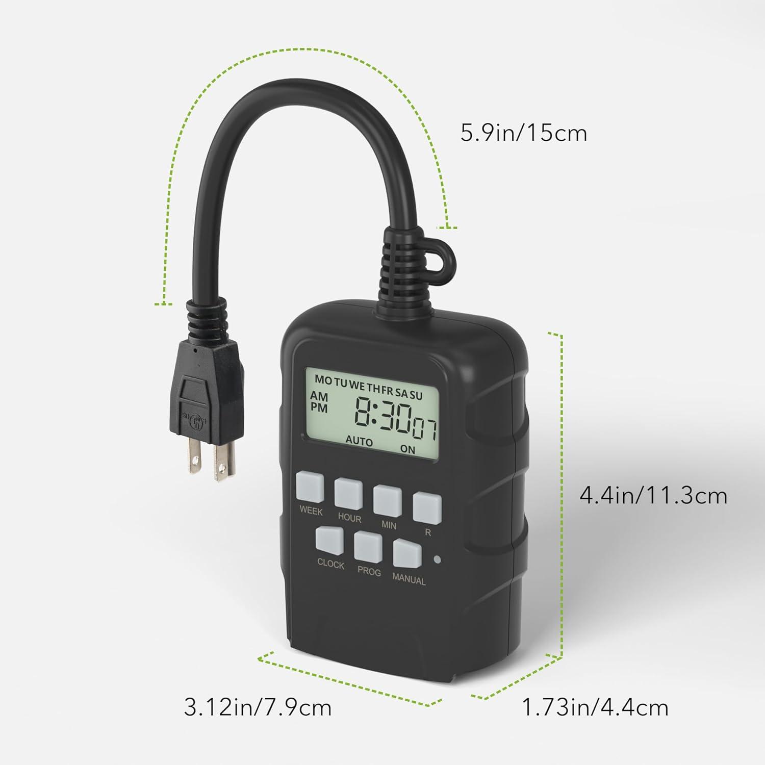 BN-LINK Black Heavy Duty Digital Programmable Outdoor Timer