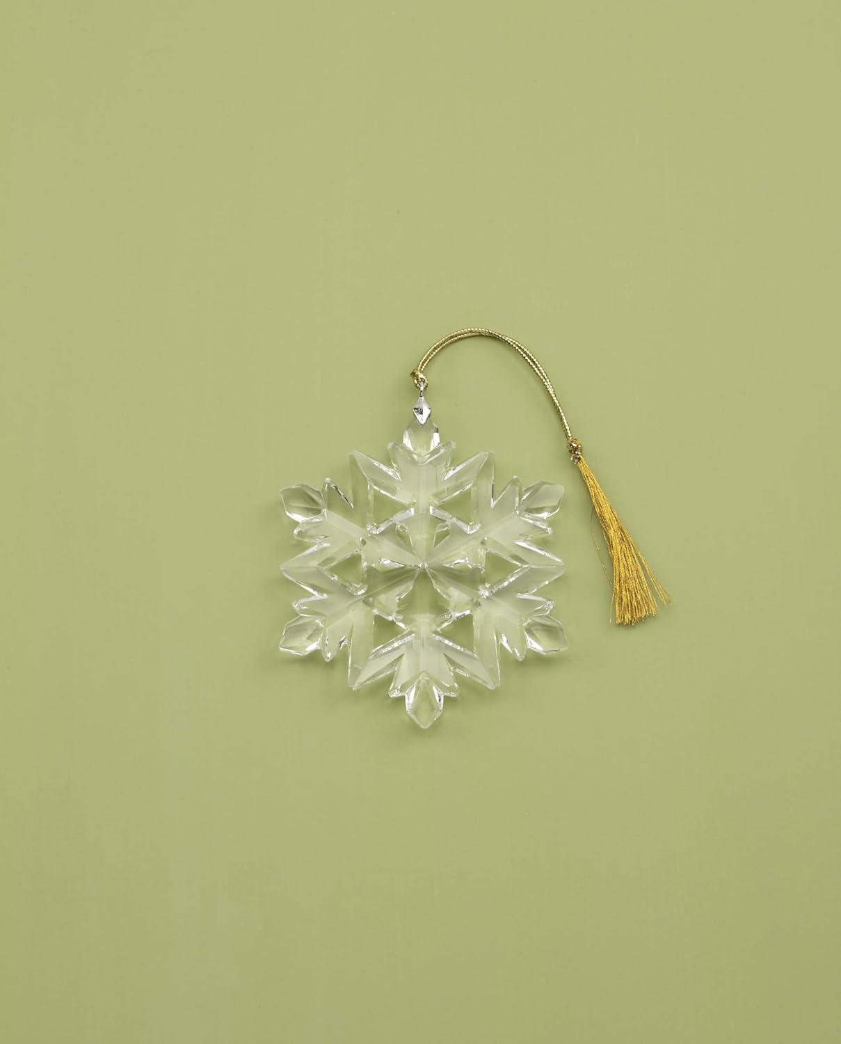 2024 Clear Glass Optic Snowflake Ornament with Gold Cord