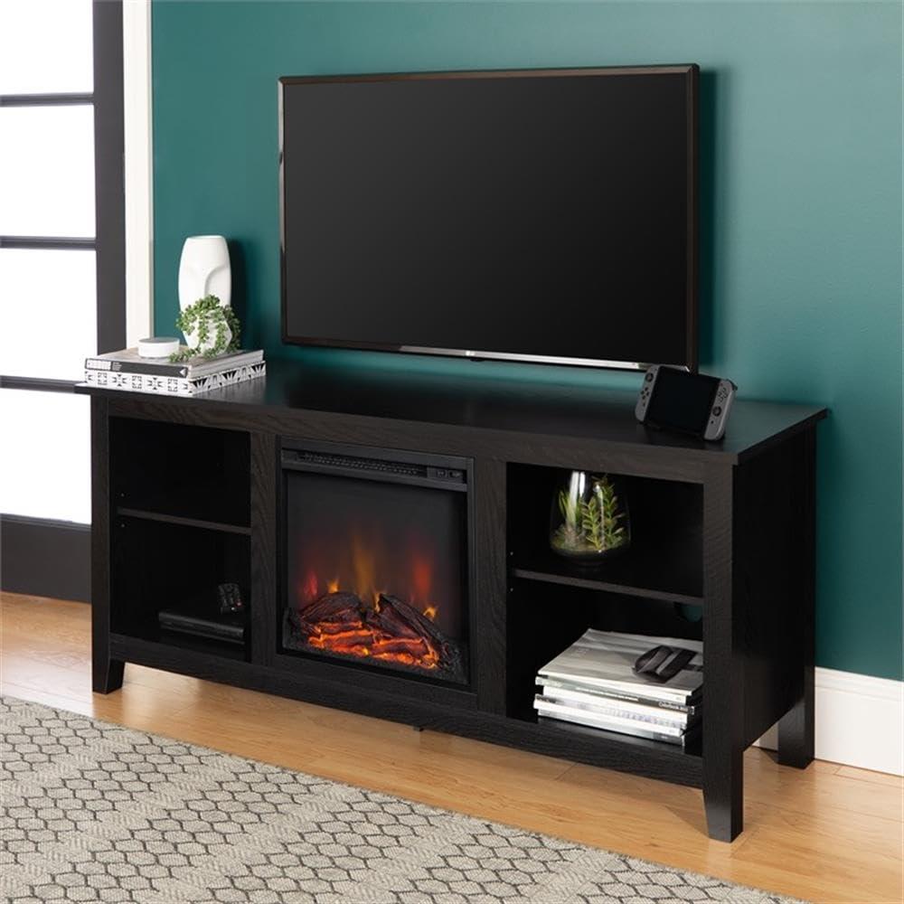Walker Edison Traditional Fireplace TV Stand for TVs Up to 64" - Black