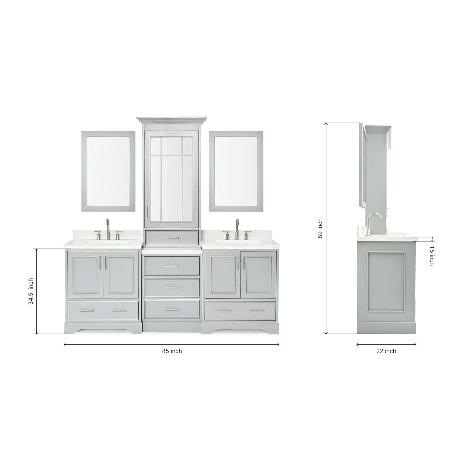 Ariel Stafford 85 in Double Sink Vanity Set in Espresso