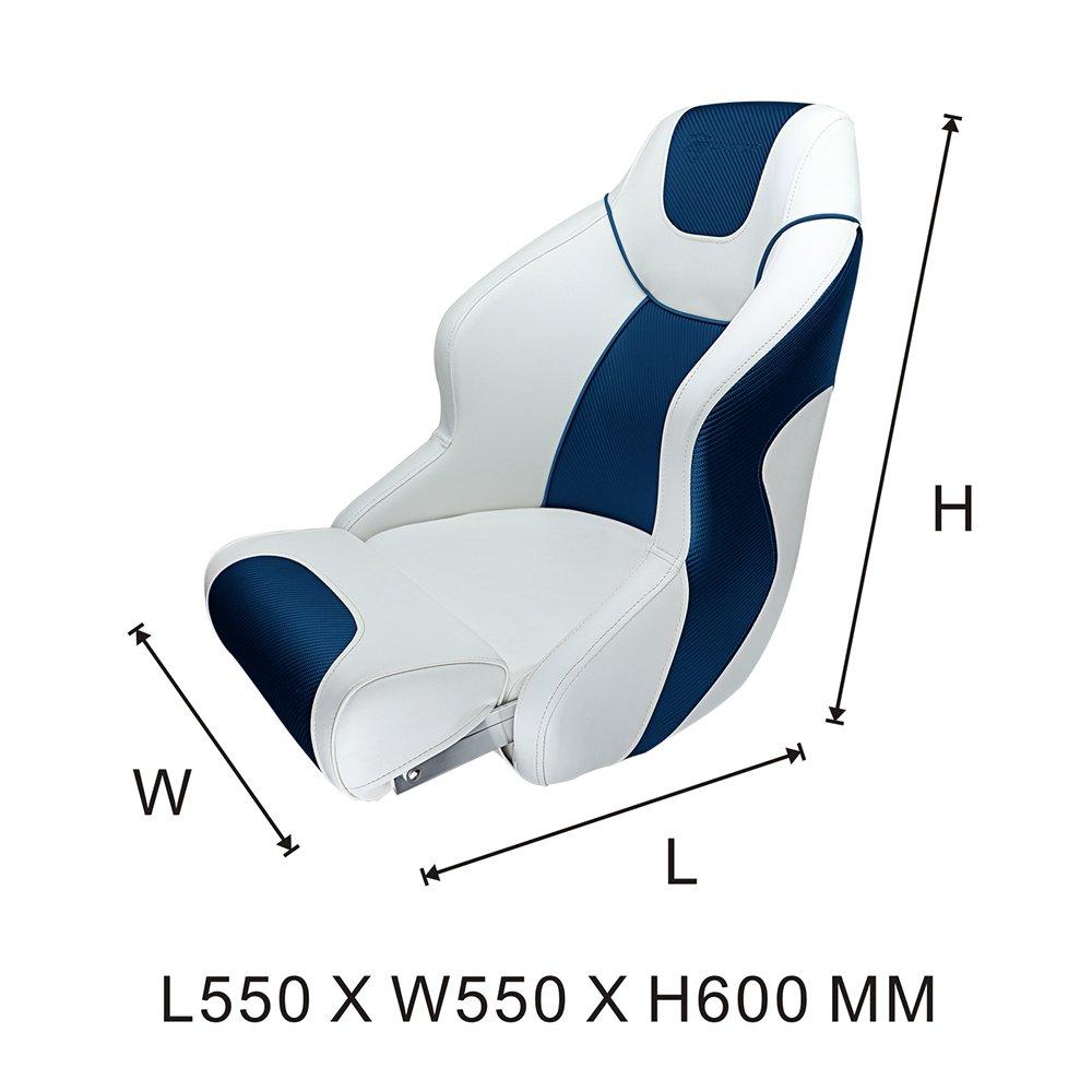 Seamander S1045 series Premier Pontoon Furniture Bucket Seat, Captain Seat, Colors White/Blue