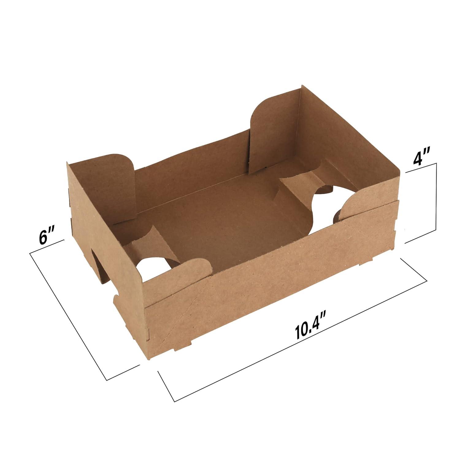 MT Products Brown Paperboard Food and Drink Tray - Pop-Up J-Type Rectangular - Pack of 25