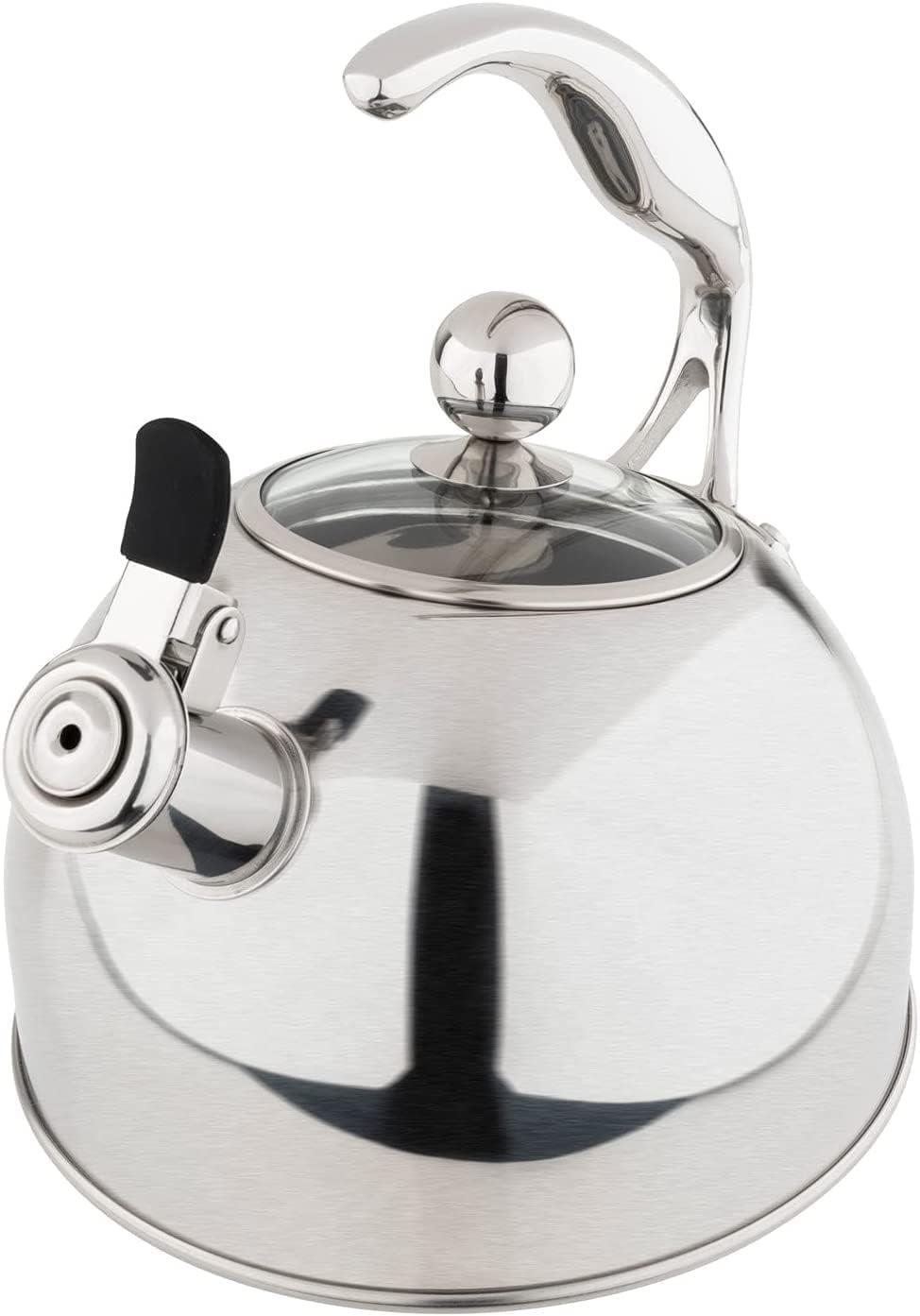 Satin Silver 2.6-Quart Stainless Steel Whistling Tea Kettle