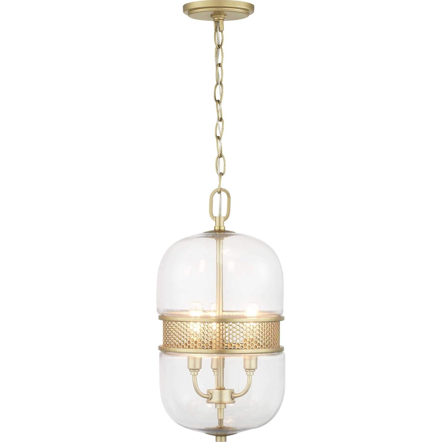 Progress Lighting, Cayce Collection, 3-Light Pendant, Vintage Gold, Glass Shade