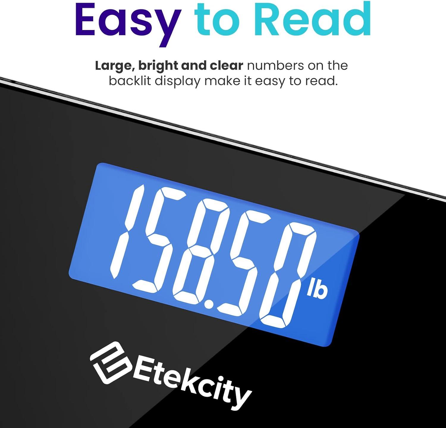 Etekcity Digital Scale For Body Weight, 400 lbs, Body Tape Measure Included, Black, EB9380H