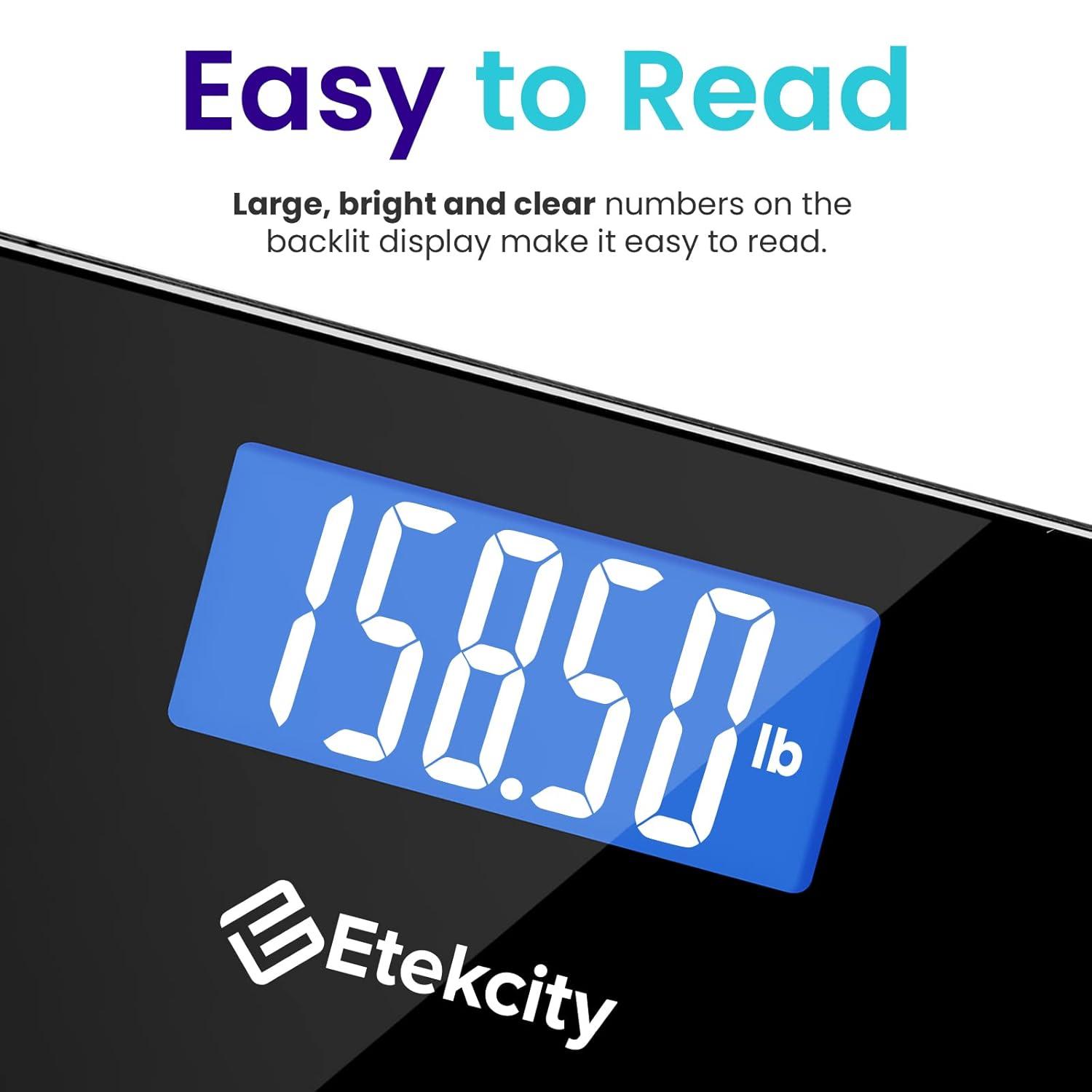 Etekcity Digital Scale For Body Weight, 400 lbs, Body Tape Measure Included, Black, EB9380H