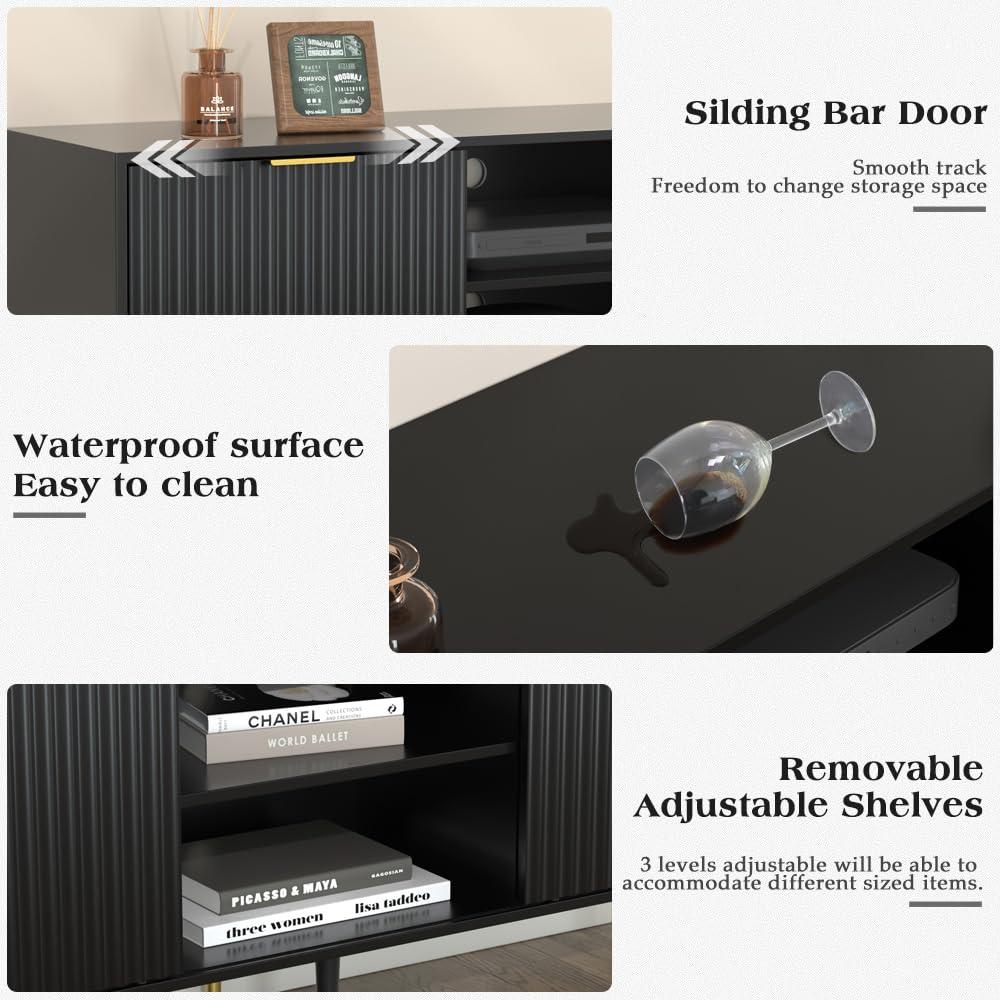 Mercer41 Modern TV Stand with Storage Cabinet  & Cable Management for TV up to 65''