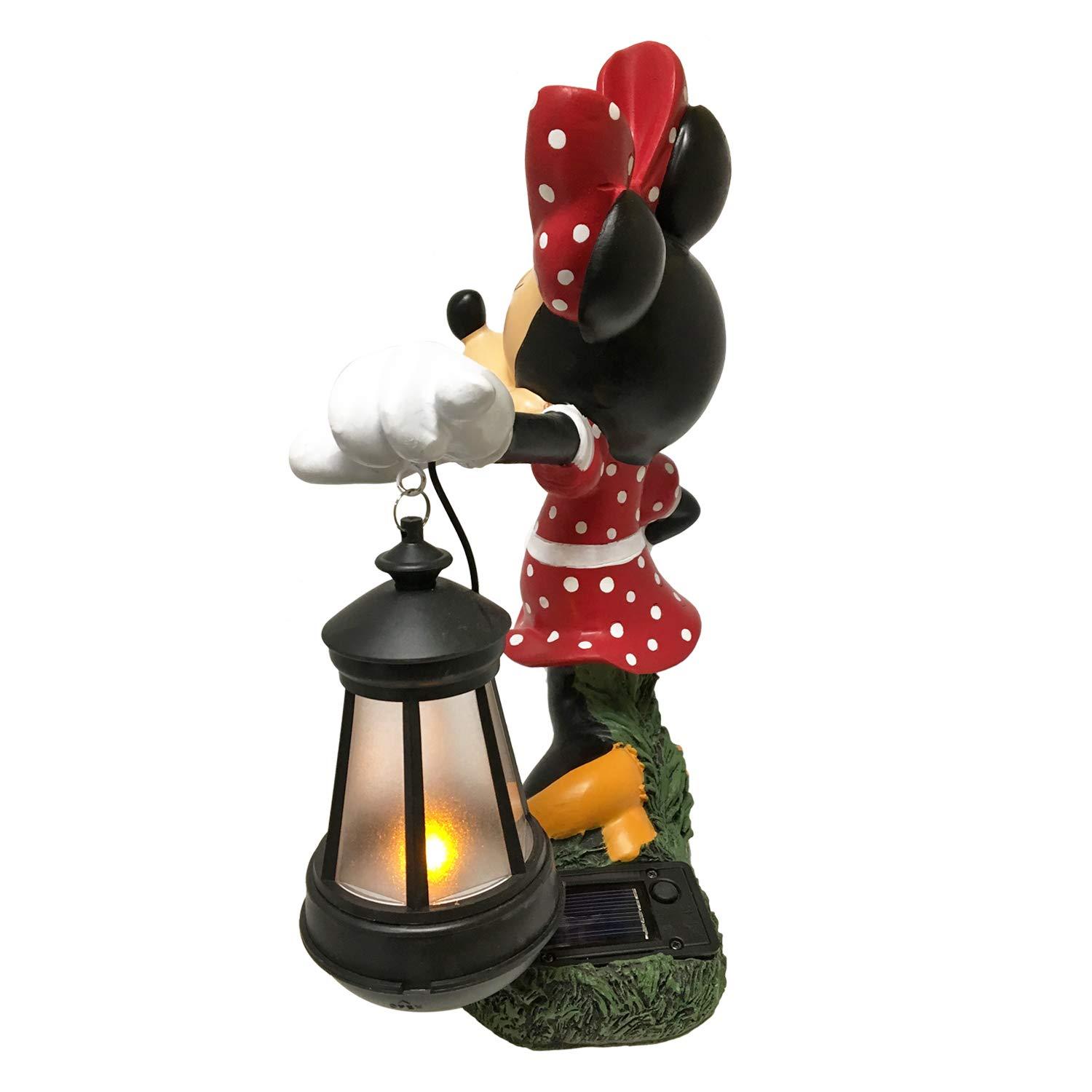 Back Yard Glory BACKYARD GLORY Disney Minnie Mouse Solar LED Lighted Lantern Everyday Outdoor Garden Statue, 12 inches Tall, Officially Licensed Disney Product