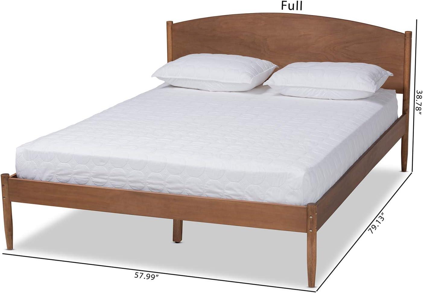 Baxton Studio Leanora Mid-Century Modern Ash Wanut Finished Full Size Wood Platform Bed