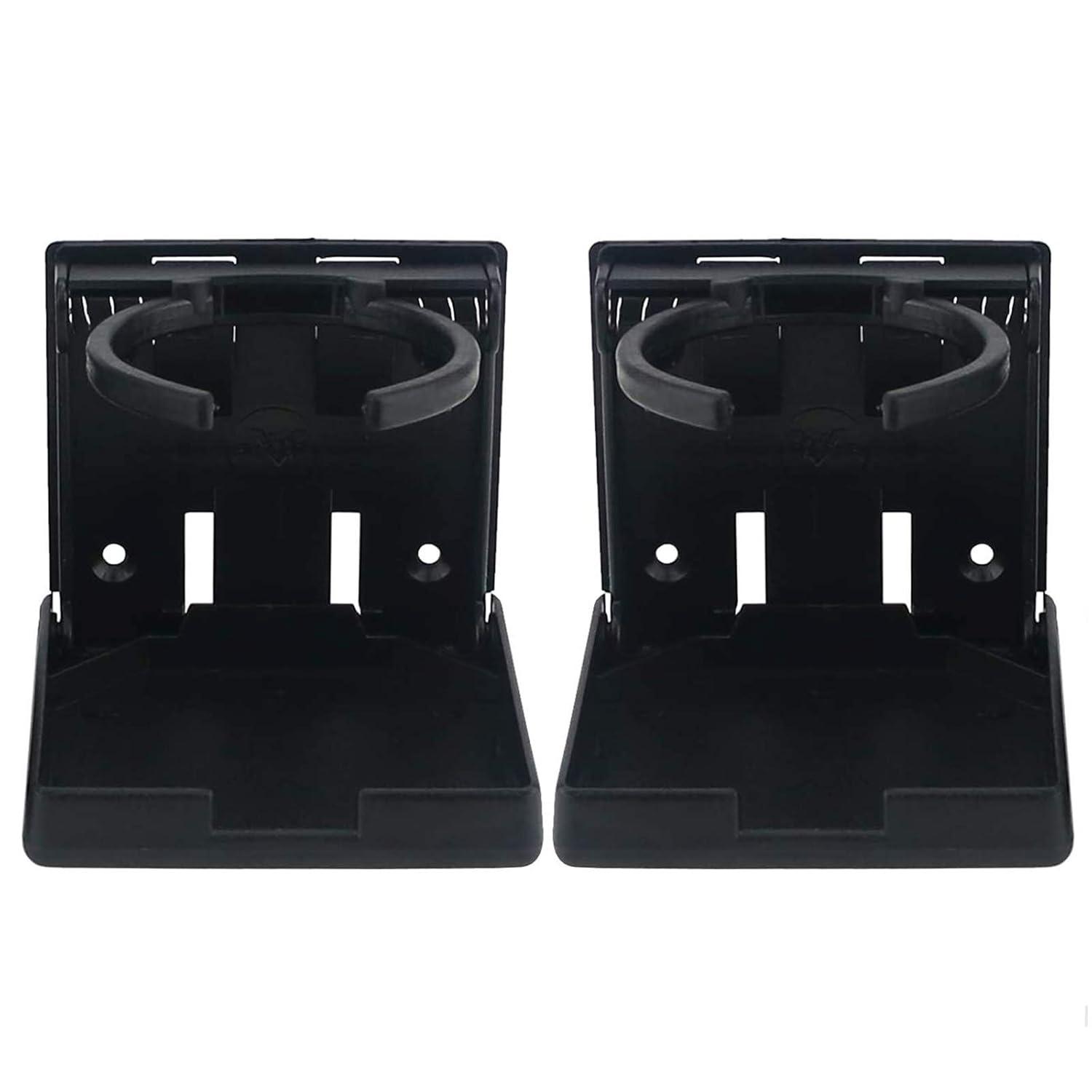 2PCS Adjustable Folding Drink Holder/Adjustable Cup Holder for Marine/Boat/Caravan/Car/Trucks/RVs/Vans (Black)