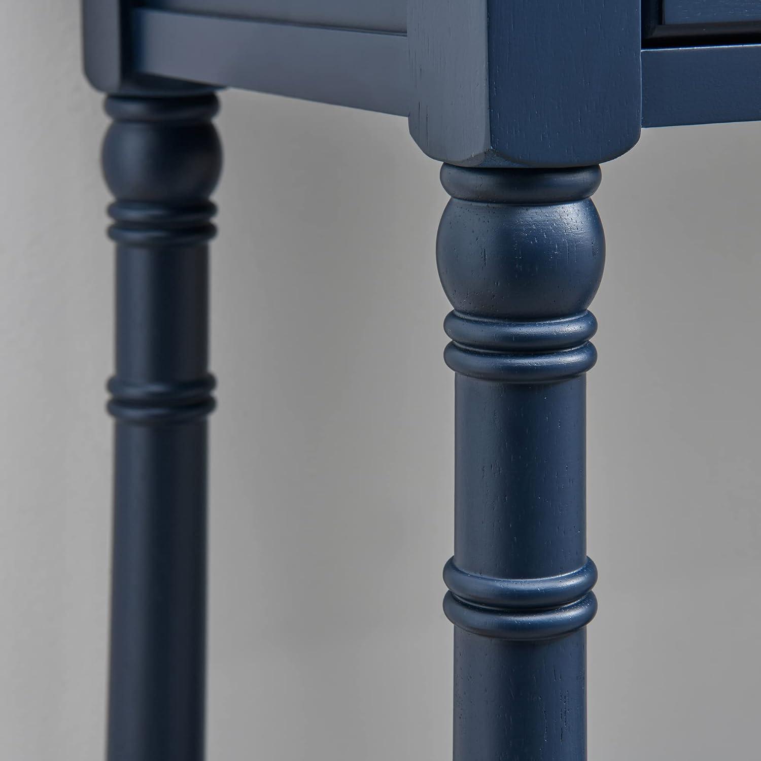 Solid Wood Console Entry Table with 2 Drawers, Accent Sofa Table with Storage Shelf, Narrow Entryway Hall Table for Living Room Office Easy Assembly 35.54" L x 30" H x 13.78" W Blue SFZ-004BL