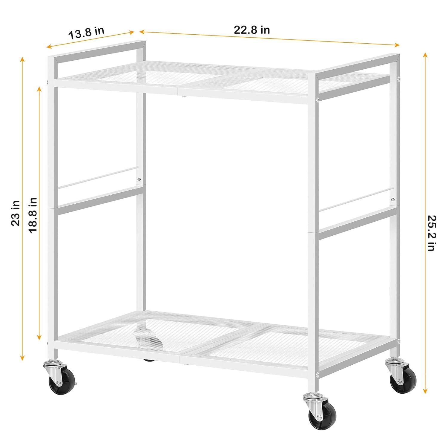 Computer Tower Stand, PC Tower Stand Metal Rolling Cart Holds Up To 40Lbs, 2 Tier Mobile Printer Stand With Storage Under Desk For Home & Office, White