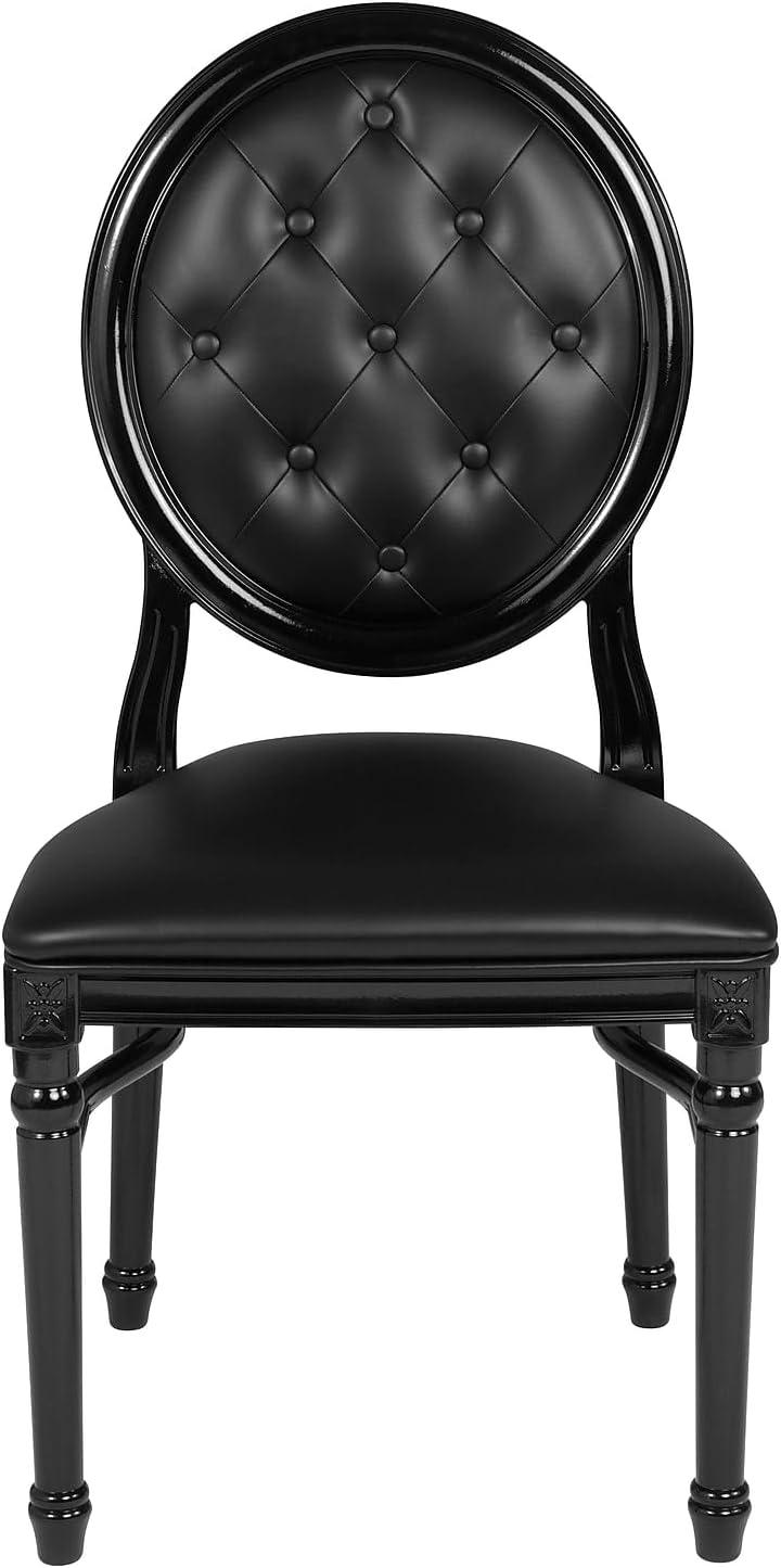 Flash Furniture HERCULES Series 900 lb. Capacity King Louis Chair with Tufted Back, Black Vinyl Seat and Black Frame