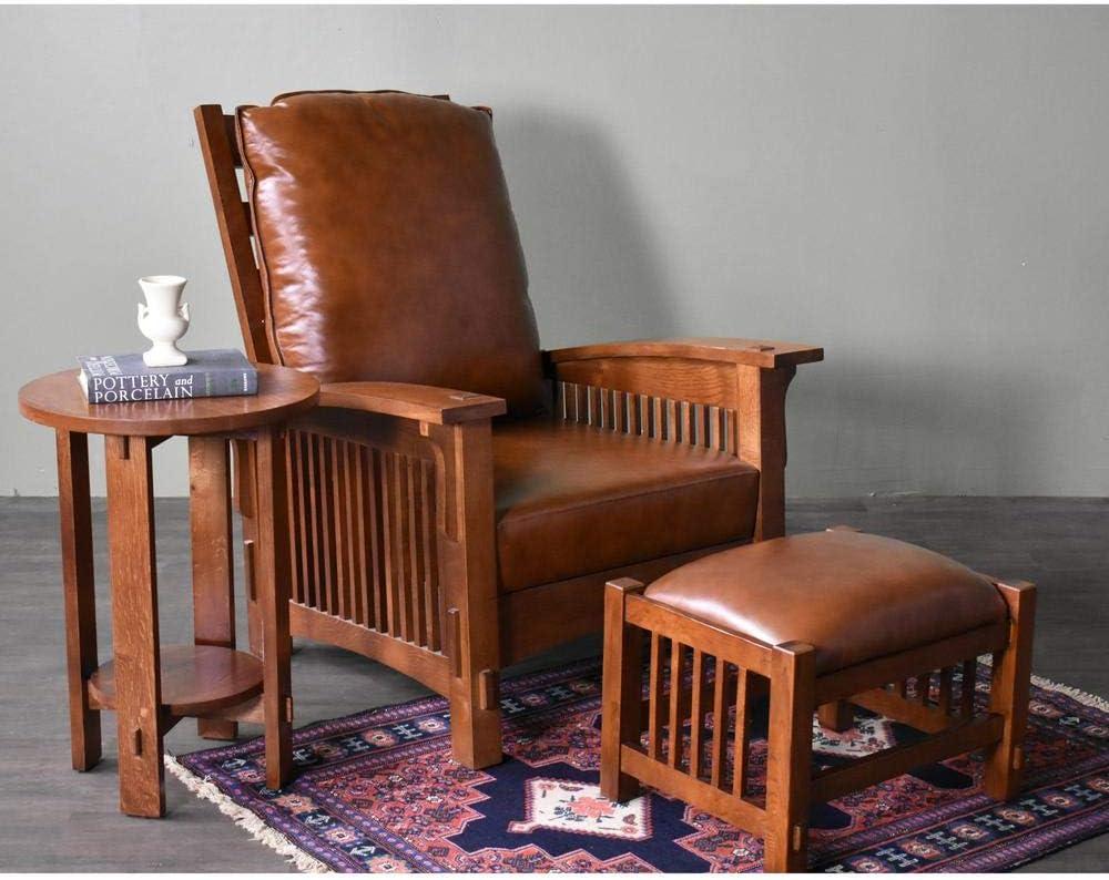 Pemberly Row Contemporary Leather Morris Chair in Reddish Brown