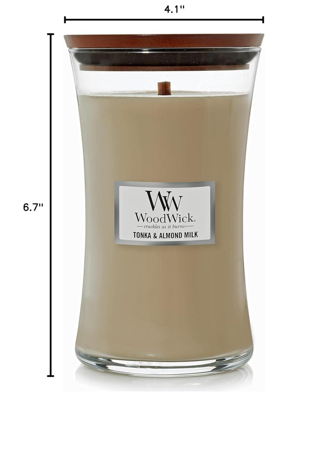 Woodwick Large Hourglass Candle, Tonka & Almond Milk, 21.5 oz