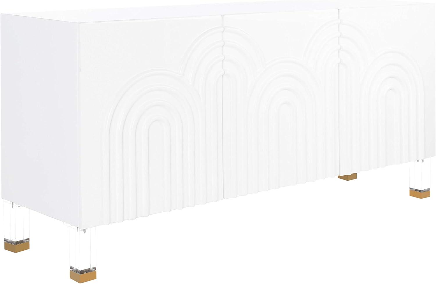 Saturn Wave 69'' White and Gold Contemporary Acrylic Sideboard