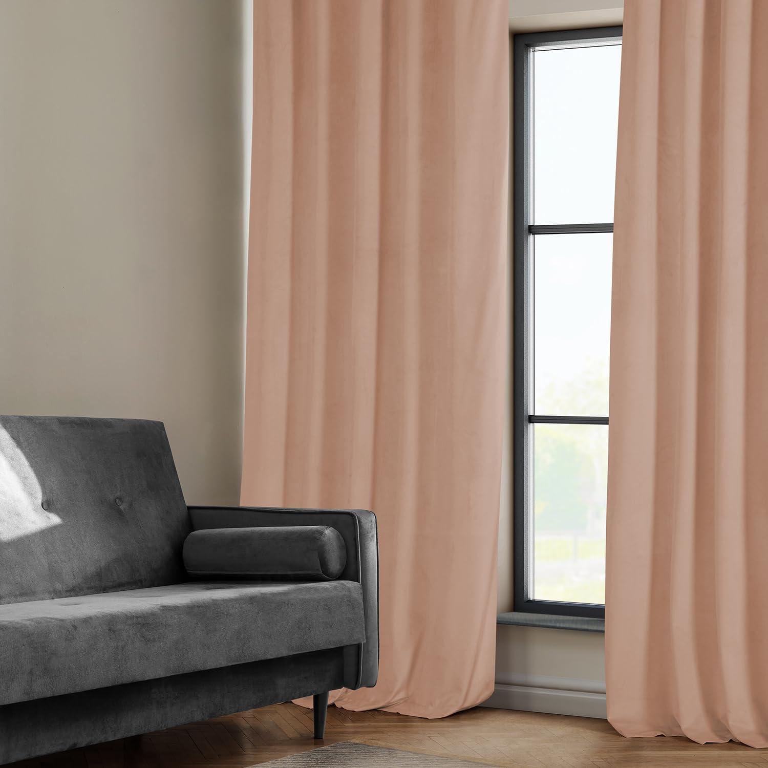 HPD Half Price Drapes Heritage Plush Velvet Curtains 108 Inches Long Room Darkening Curtains for Bedroom & Living Room 50W x 108L, (1 Panel), Peach Blossom