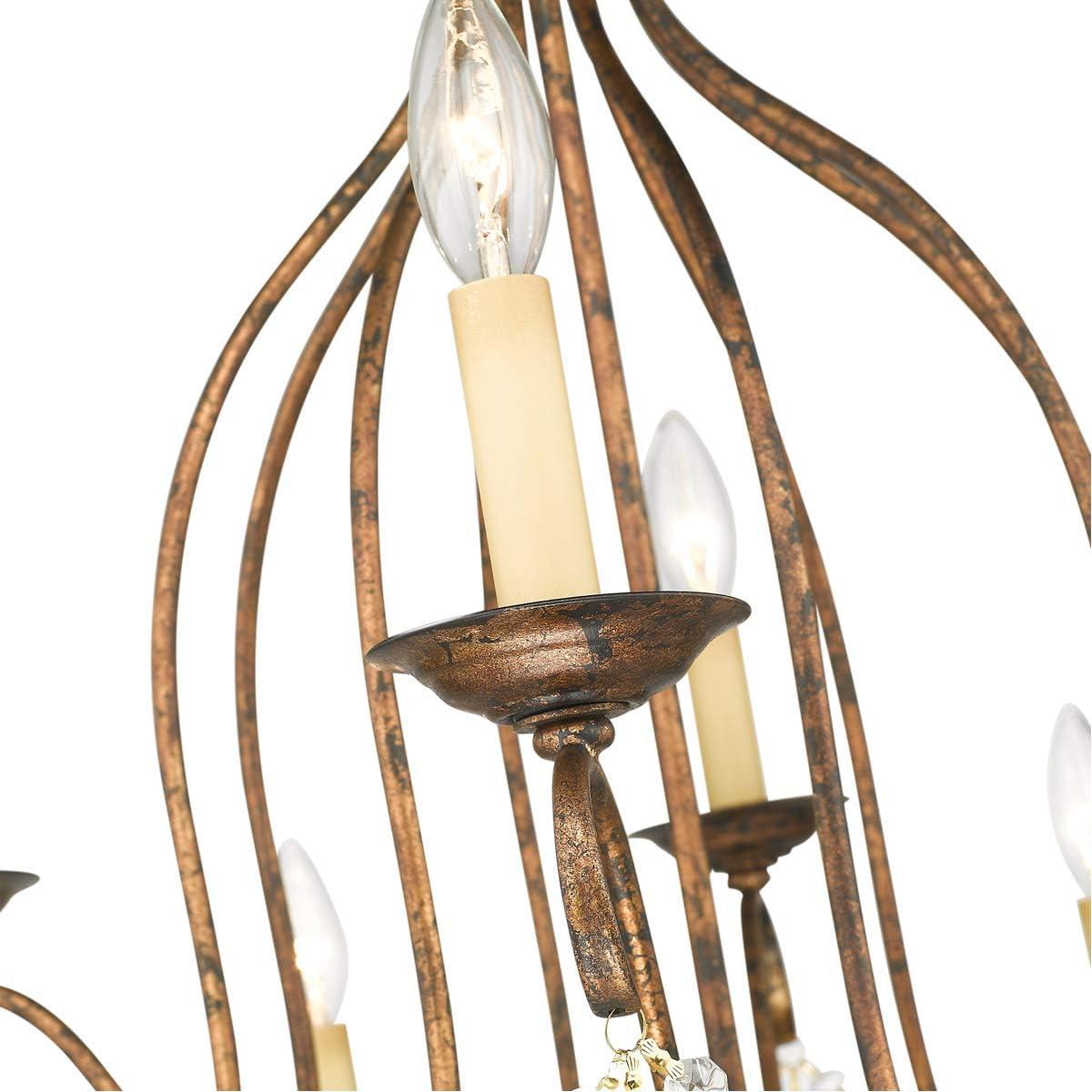 Venetian Golden Bronze 12-Light Crystal Birdcage Chandelier