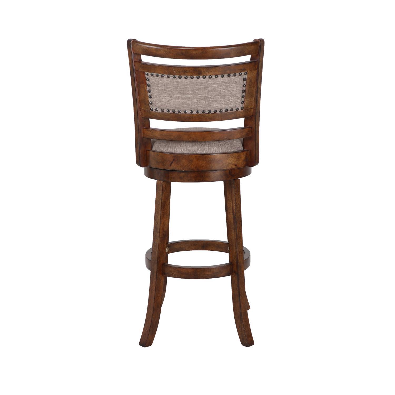 New Classic Furniture, Aberdeen Brown Solid Wood Swivel Bar Stool (Set of 2), Brown