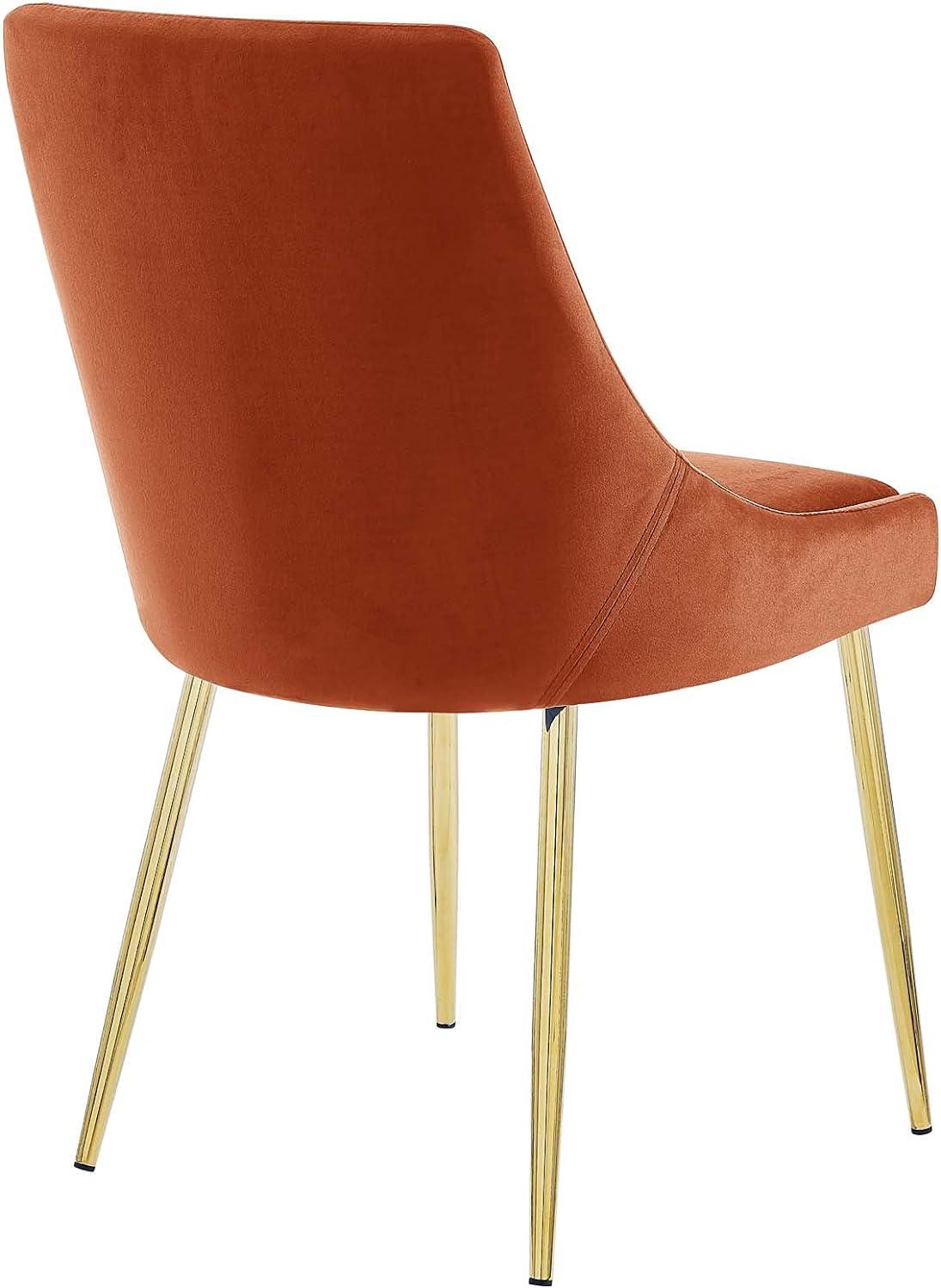 Gold Orange Luxe Velvet & Gold Metal Parsons Side Chair