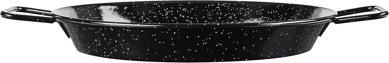 Black and White Speckled 30cm Enameled Steel Paella Pan