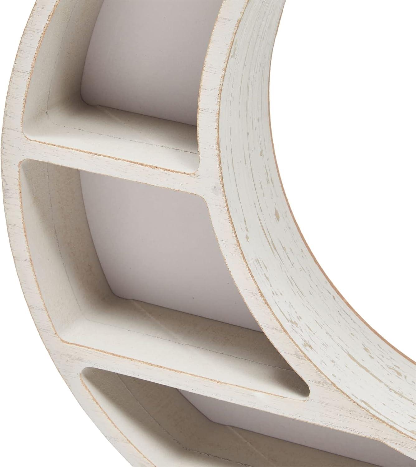 Farmlyn Creek Wooden Shelf Display for Rustic Home Decor, Crescent Moon (10 x 10.2 x 2 in)