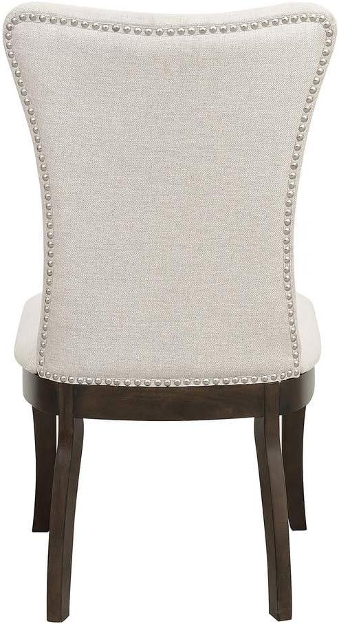 Traditional Off-White Upholstered Wood Swivel Side Chair