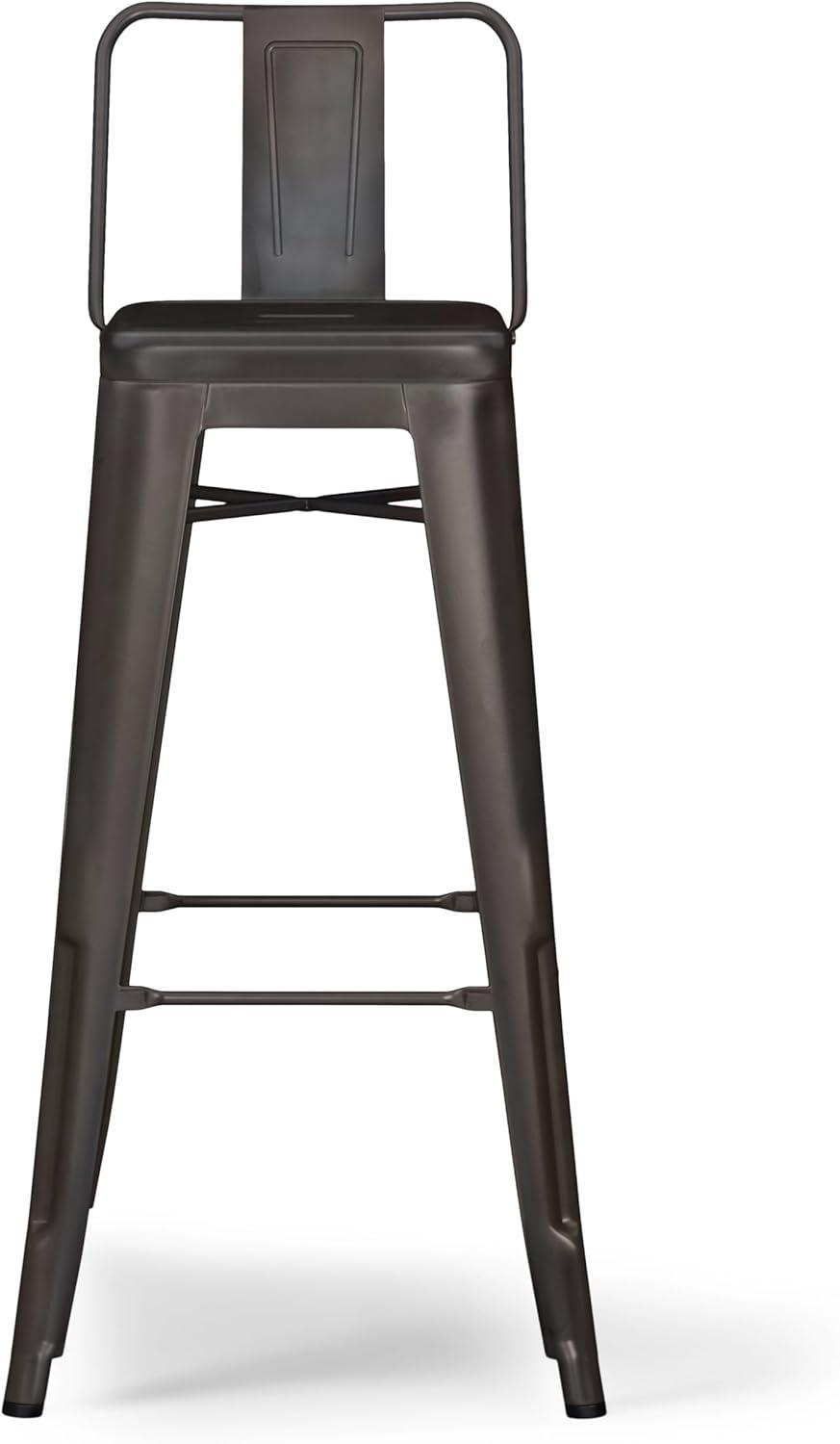 Simpli Home Rayne 30" Industrial Metal Bar Stool in Gun Metal Gray (Set of 2)