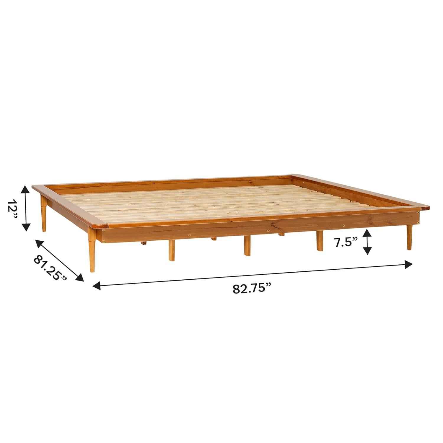 George Oliver Mid-Century Modern Solid Wood King Platform Bed Frame