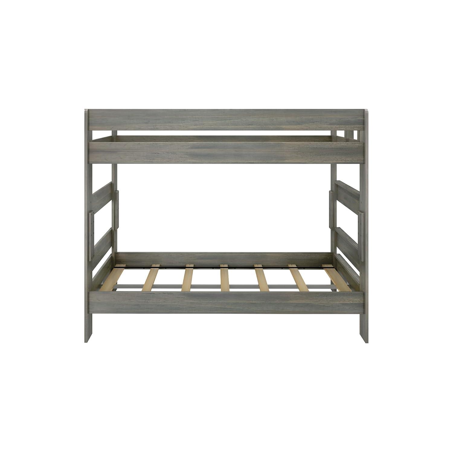 Max & Lily Twin over Twin Bunk Bed, Farmhouse Solid Wood Bunk Beds for Kids, Driftwood