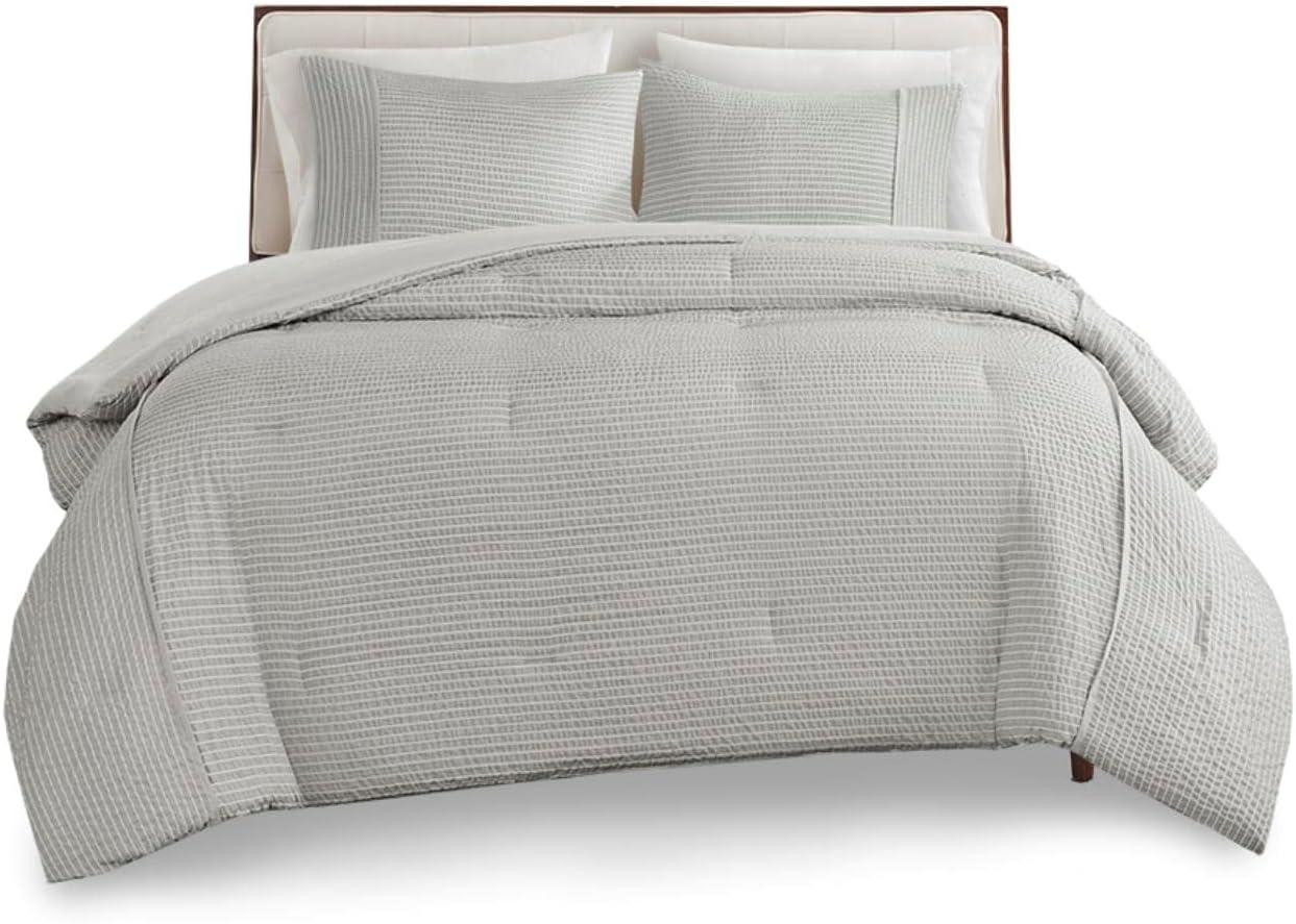 Beautyrest Apollo 3 Piece Striped Seersucker Oversized Comforter Set