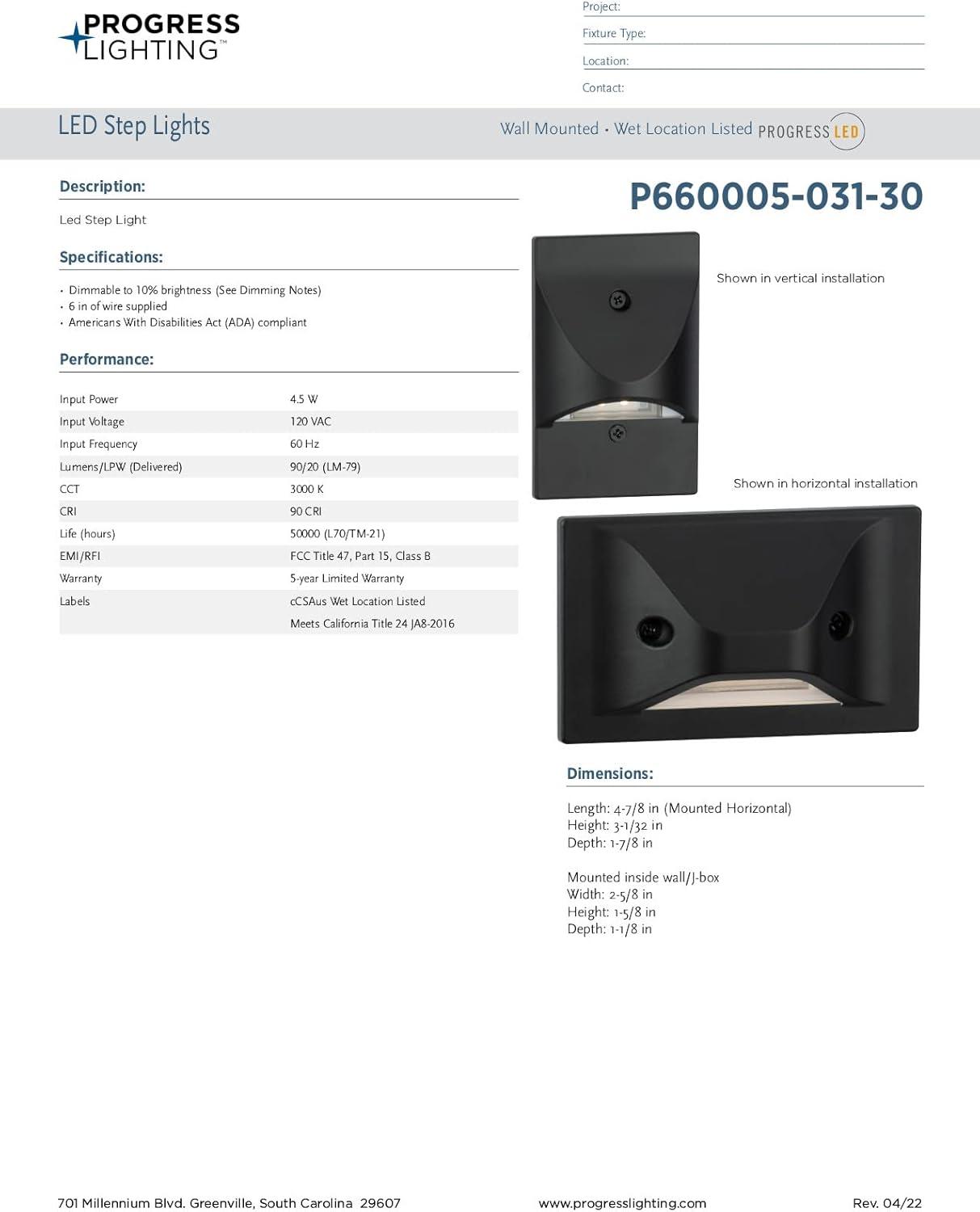 Progress Lighting Integrated LED Metal Step Light