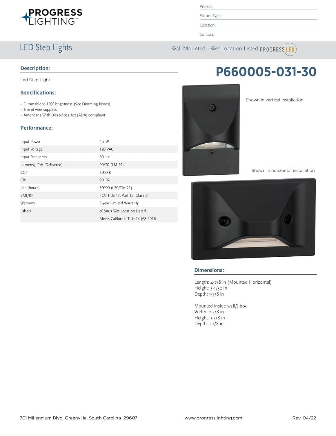 Progress Lighting Integrated LED Metal Step Light