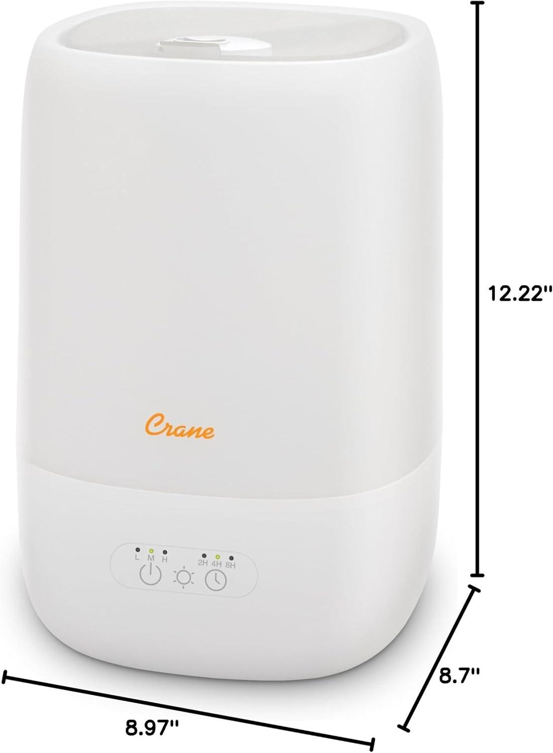 Crane USA Top Fill Cool Mist Humidifier - 1 Gallon with Sleep Support Light & Essential Oil Tray