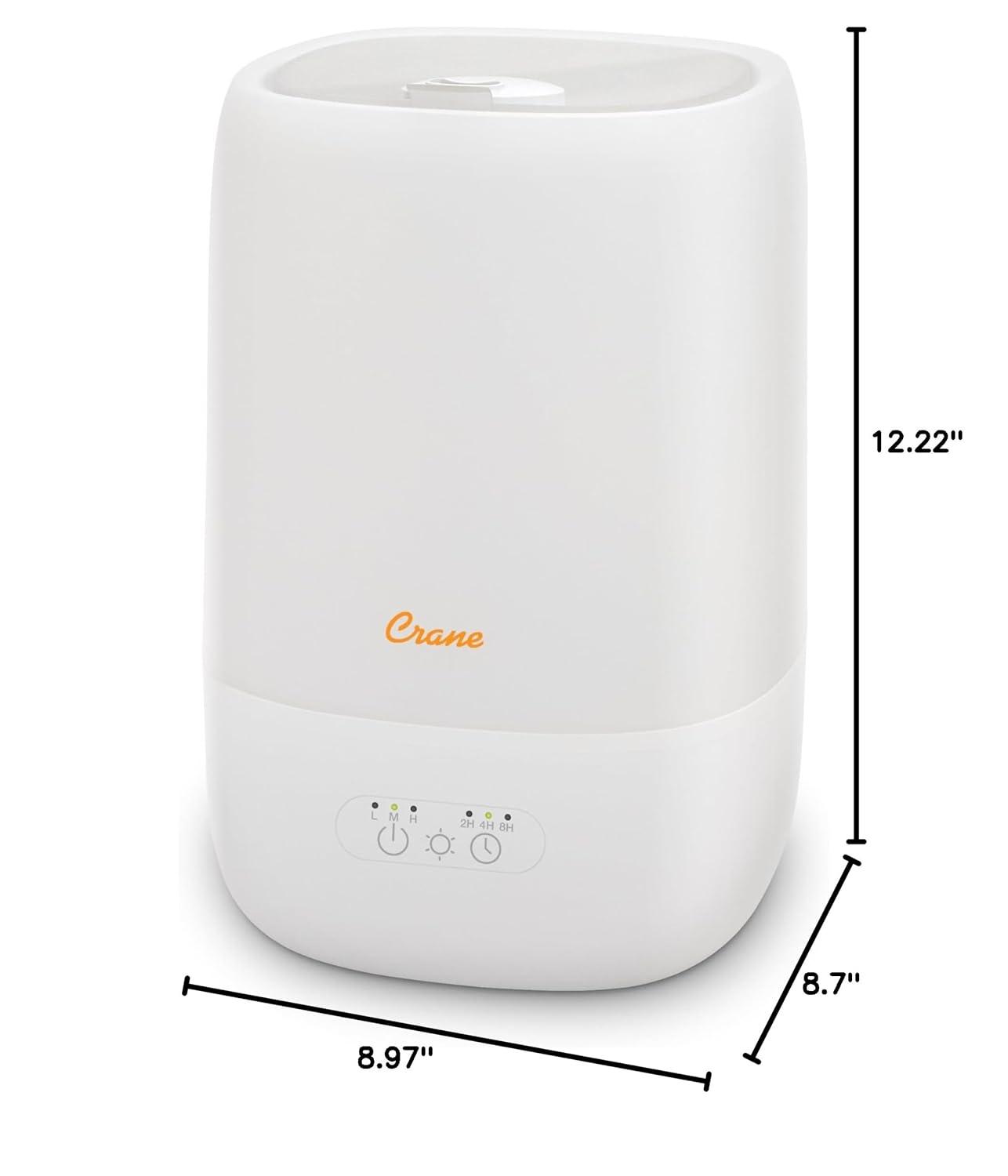 Crane USA Top Fill Cool Mist Humidifier - 1 Gallon with Sleep Support Light & Essential Oil Tray