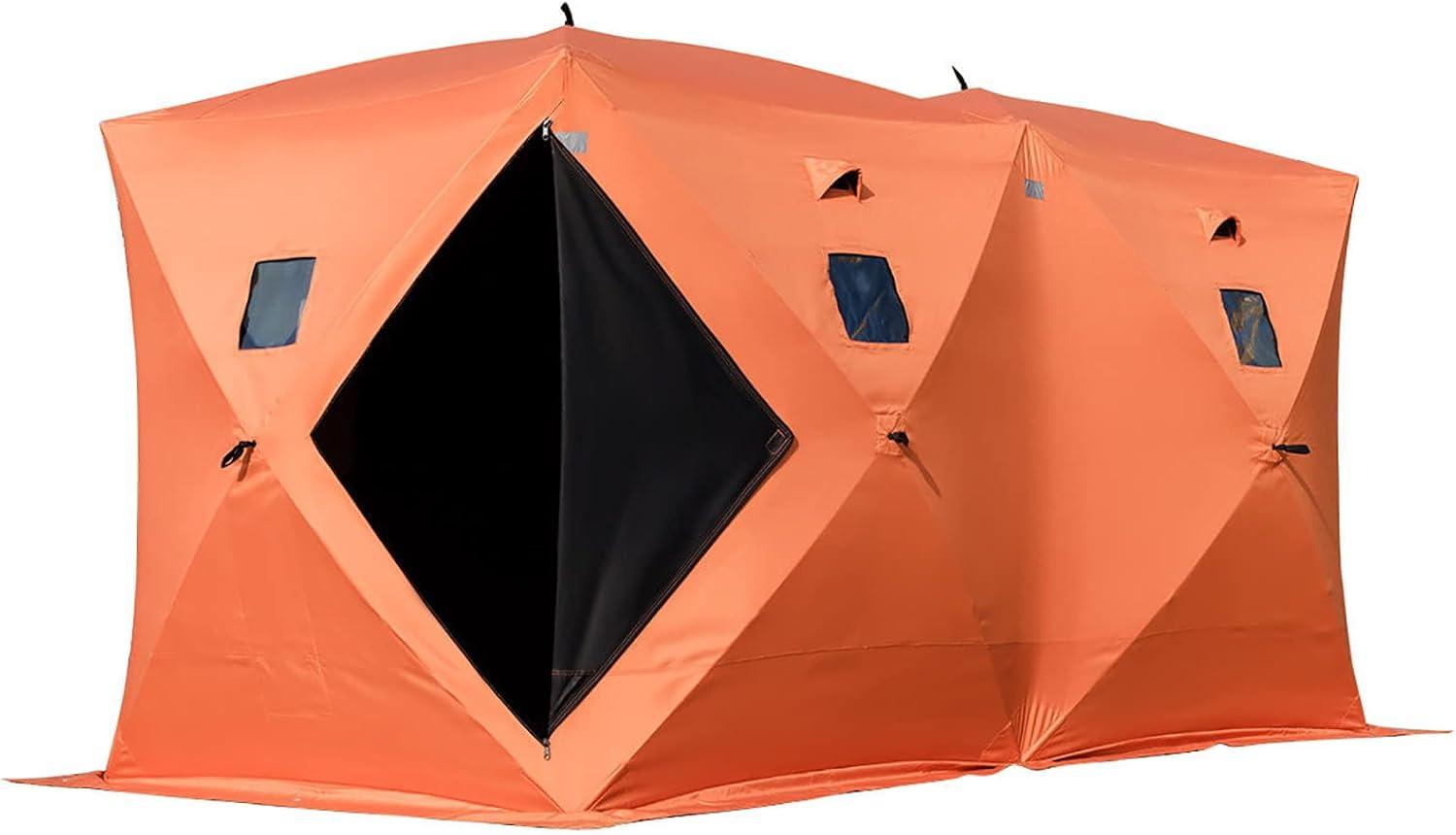 Red Pop-Up 2-Person Insulated Ice Fishing Tent with Carry Bag