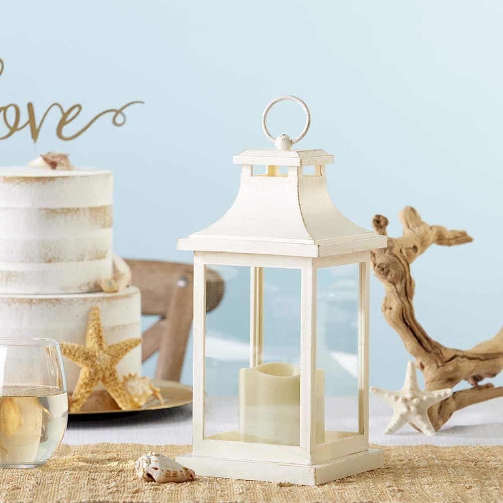 LED Decorative Lanterns - Set of 6 - Kate Aspen Vintage Rustic Home Dcor Lantern Tabel Centerpiece for Wedding, Bridal Shower, Anniversary Party - White/Ivory