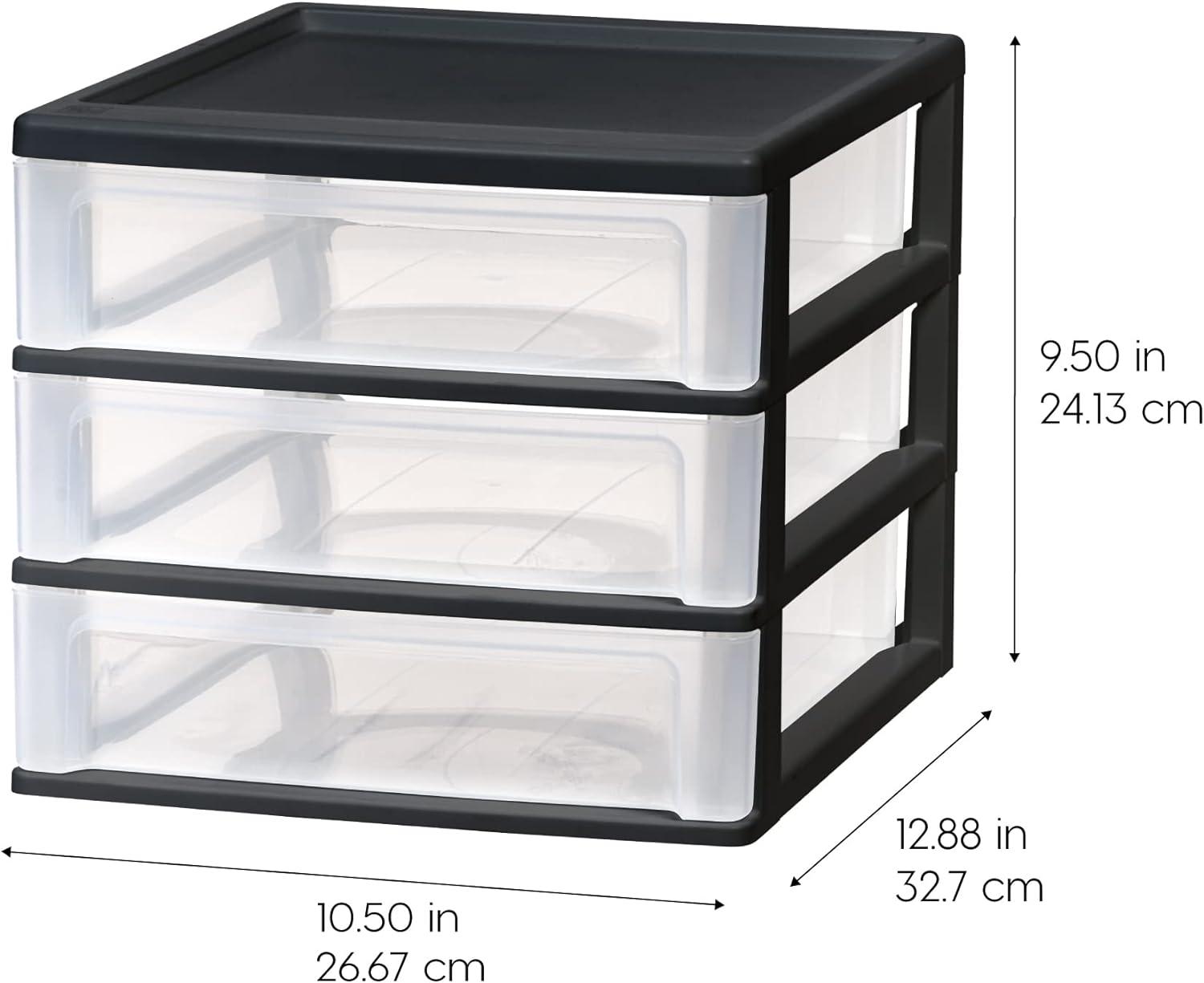 Medium Black Plastic 3-Drawer Stacking Desktop Organizer