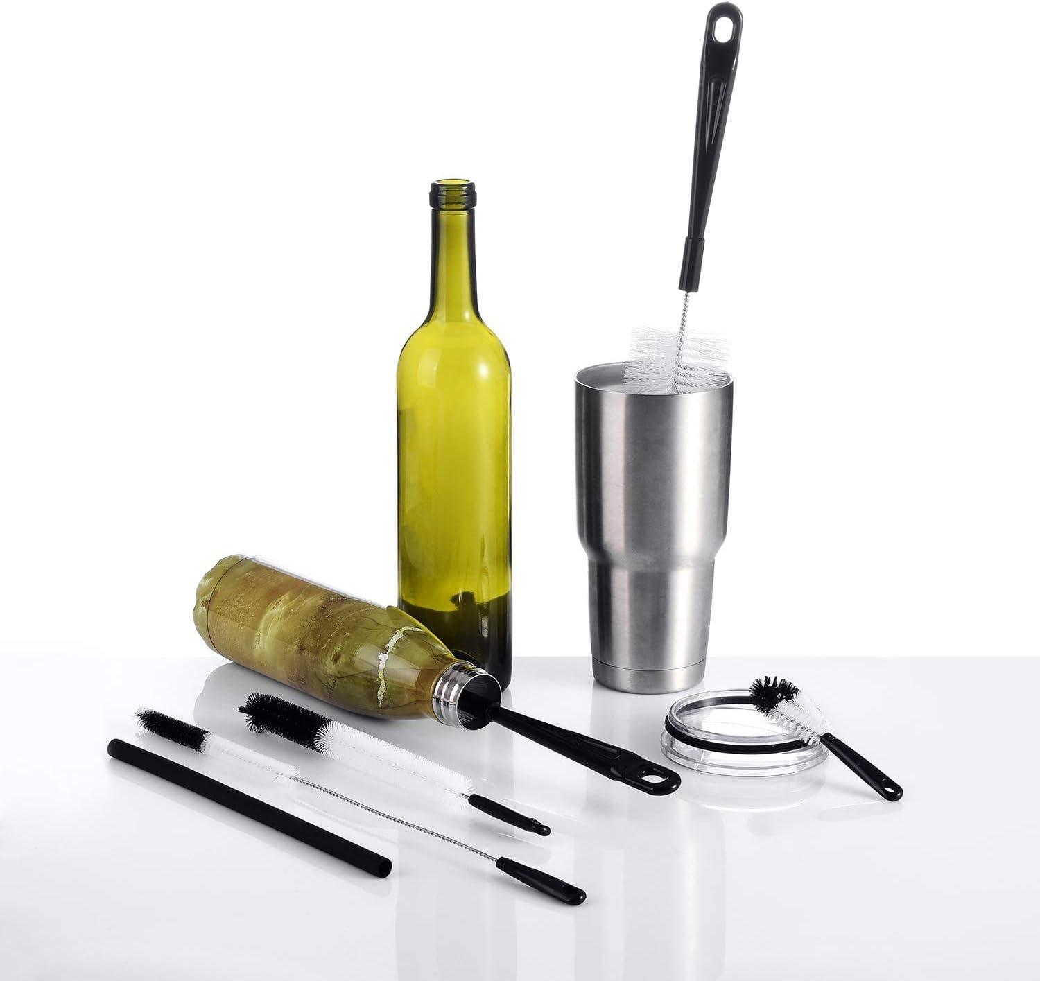 ZOUYUE 8 Pcs Bottle Cleaning Brush Set Long Handle Black Bottle Cleaner Sturdy Food Grade for Cleaning Baby Bottles Sports Water Bottles Flask