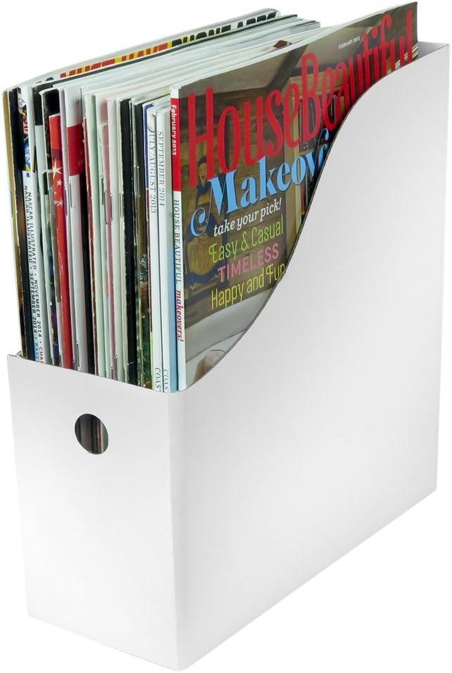 Evelots 6 Pack Magazine File Holder Organizer-4 Inch Wide-White-With Labels