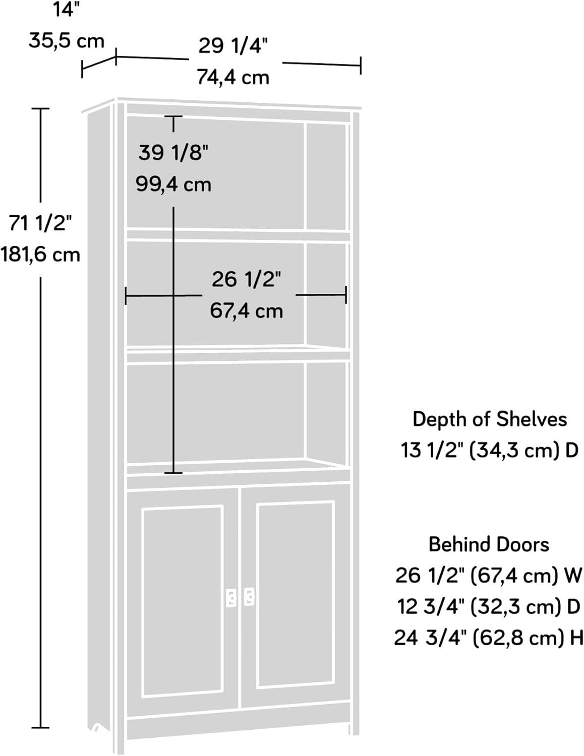 Raven Oak 5-Shelf Adjustable Library Bookcase with Doors