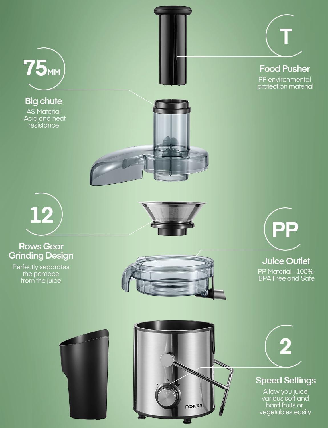 Juicer Machine 1000W,  Juice Extractor,  3" Feed Chute for Whole Fruit Vegetable, Easy to Clean