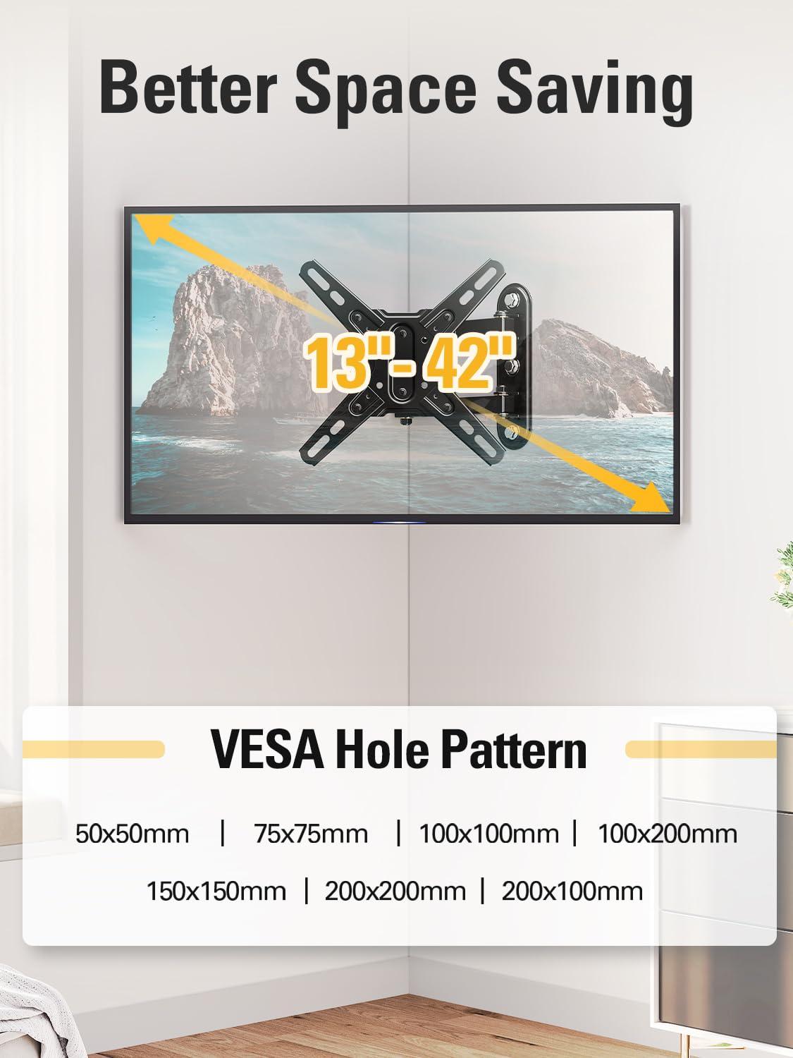 Mounting Dream UL Listed TV Mount Swivel and Tilt for Most 13-42 Inch TVs, Full Motion TV Wall Mount Bracket with Articulating Arm, Max VESA 200x200mm, Loading 50 lbs, MD2465