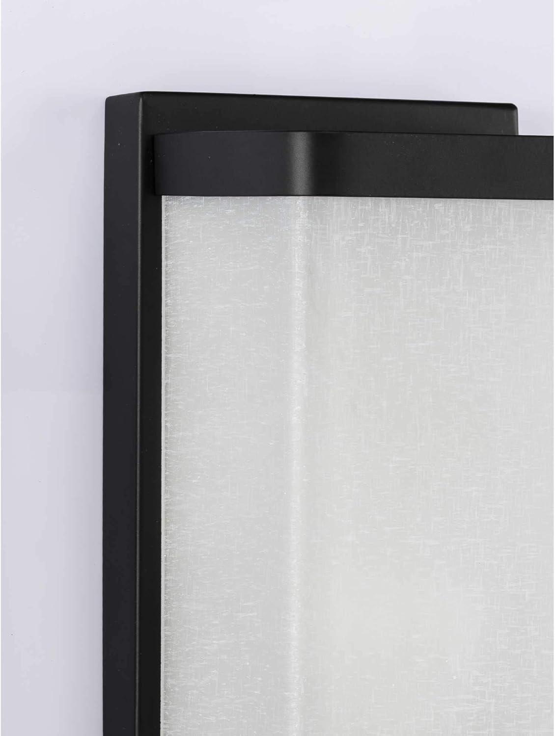 Black Linen Glass Modern Wall Sconce, 12" Height