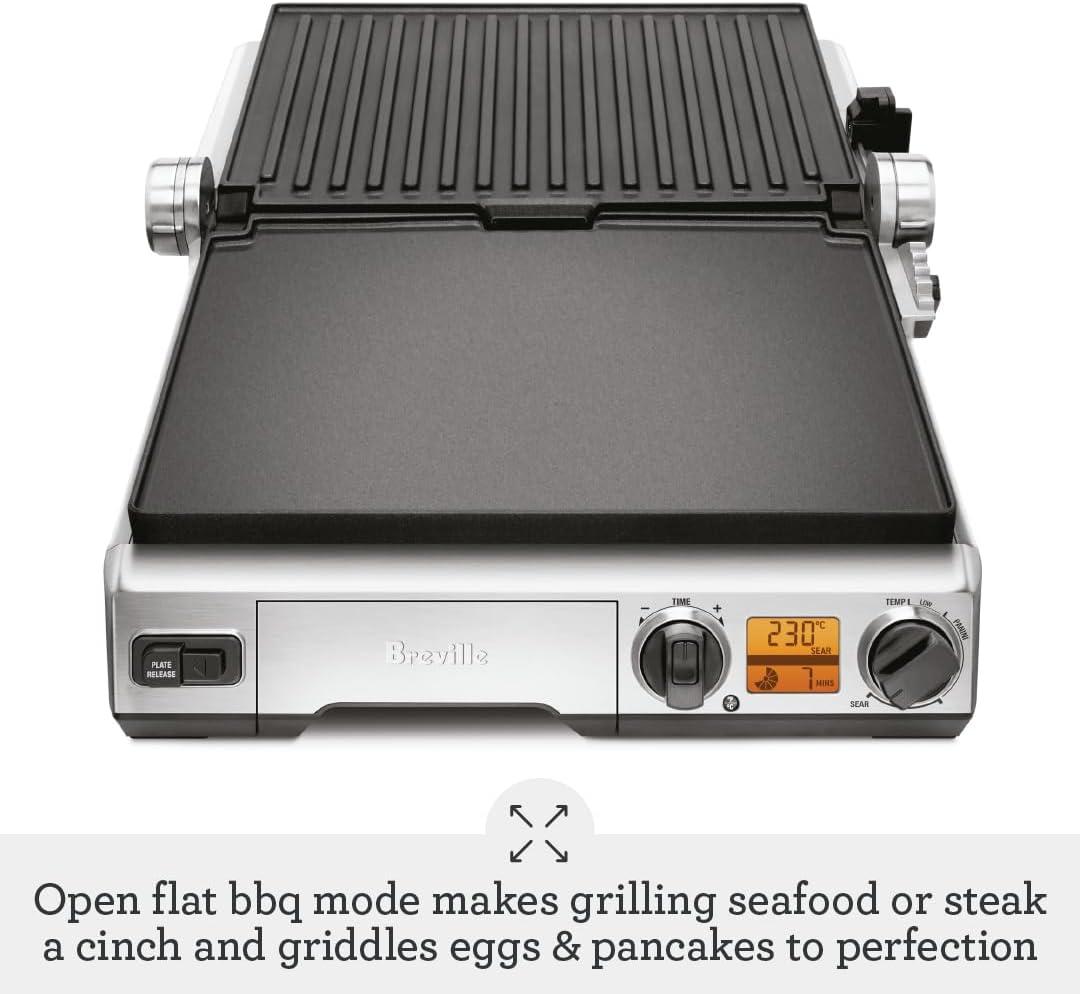 Breville BGR820XL Smart Grill, Electric Countertop Grill, Brushed Stainless Steel.